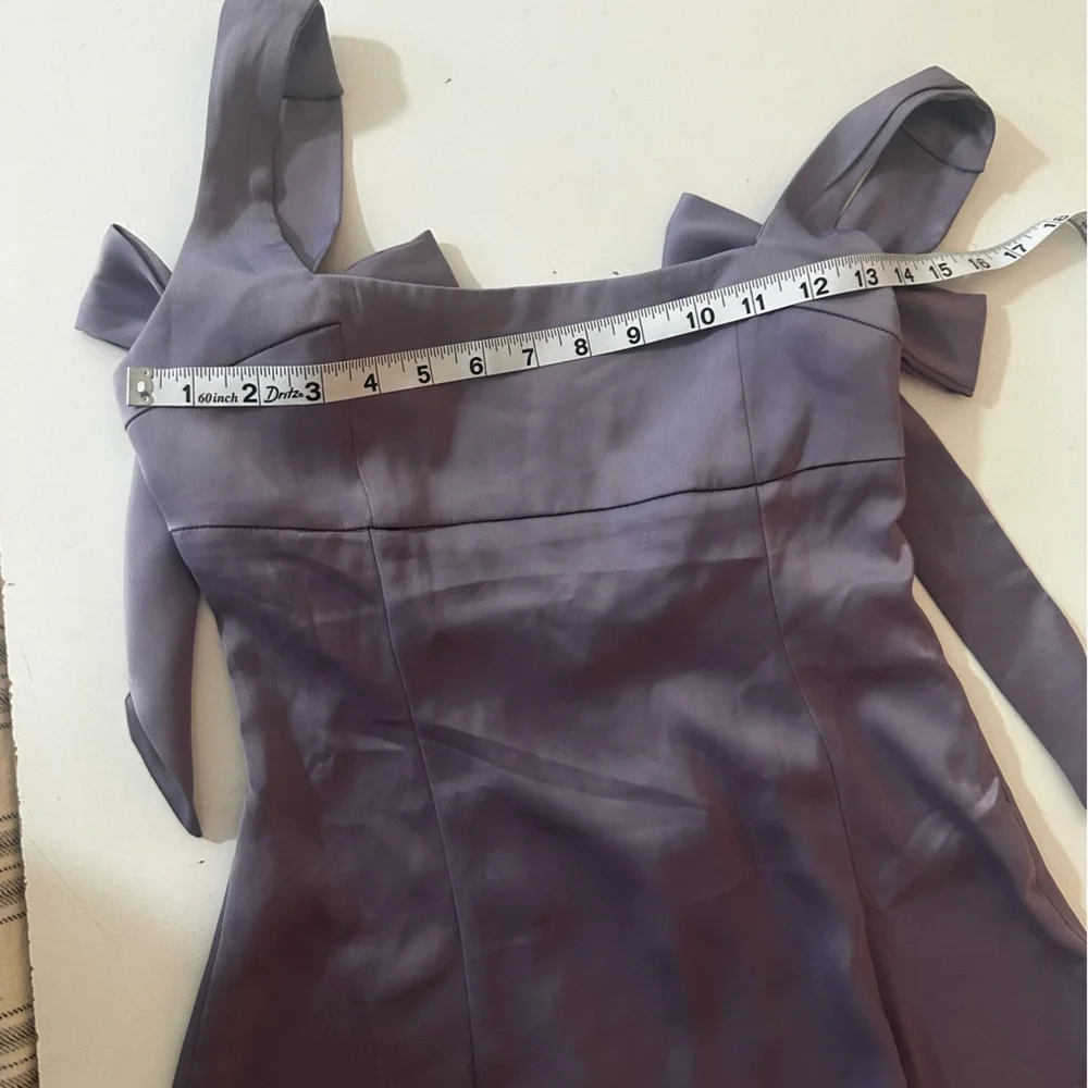 Urban Outfitters Lavender Bri Double Bow SleekSatin Square neck MiniDress NWT XS - Picture 11 of 16